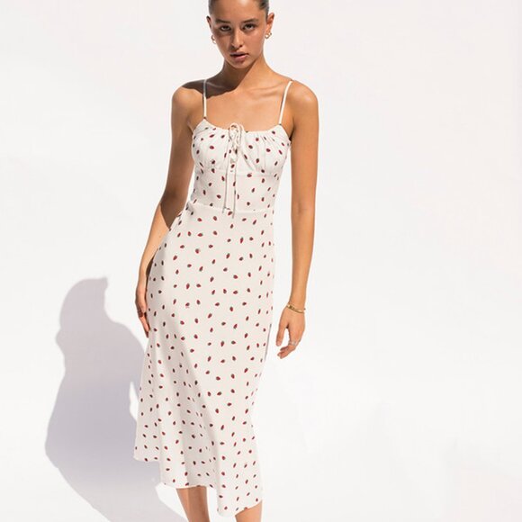 Realisation Par White and Red Midi Dress - Picture 1 of 9